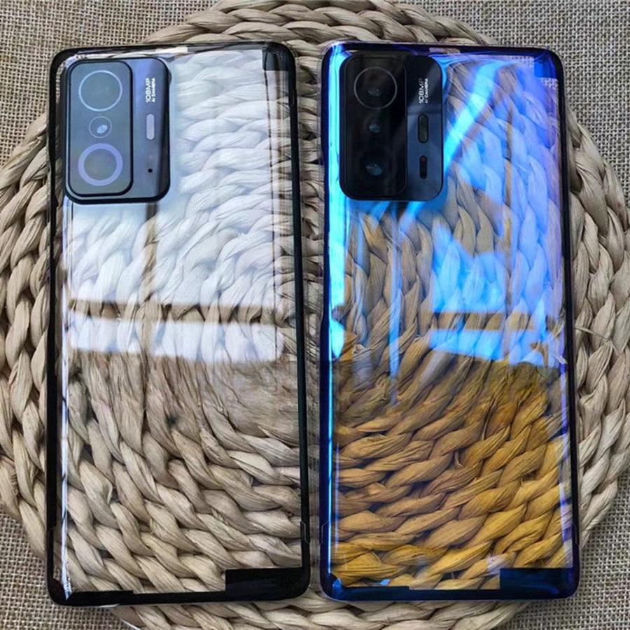 ฝาครอบแบตเตอรี่ด้านหลัง แบบใส พร้อมเลนส์กล้อง และสติกเกอร์กาว สําหรับ Xiaomi 11T Pro