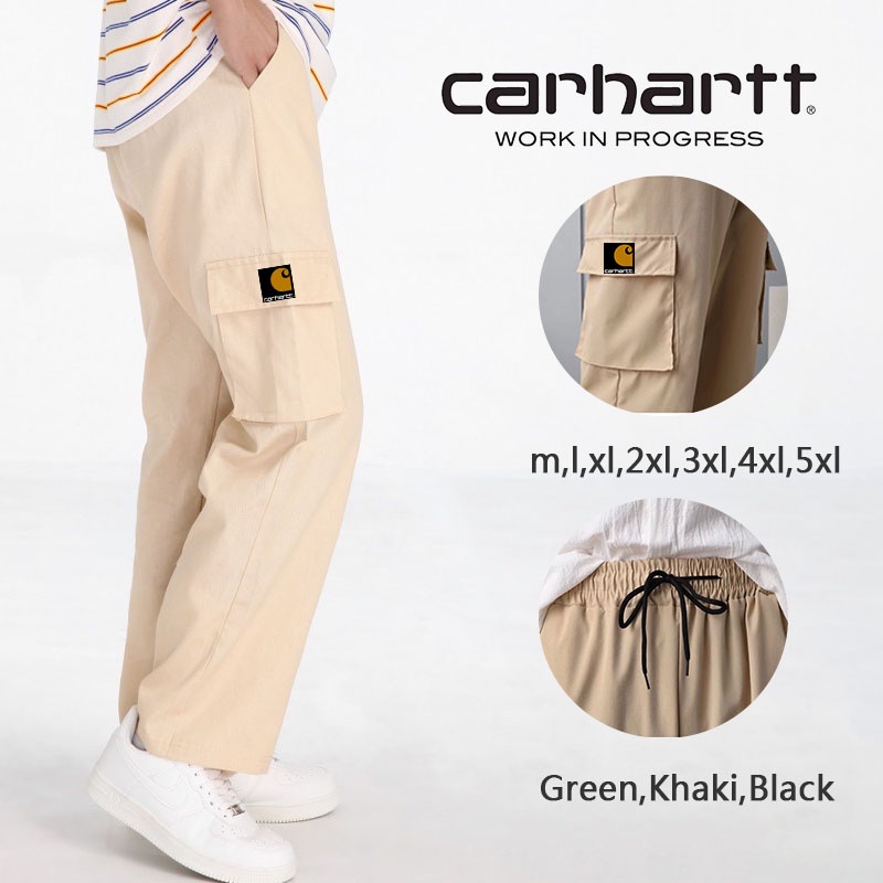 C@rh@rtt Cargo Pants Men Seluar Kargo Lelaki กางเกงทํางานคู่รัก, Retro Multi Pocket Casual Loose กางเกงขาตรงสําหรับบุรุษและสตรี