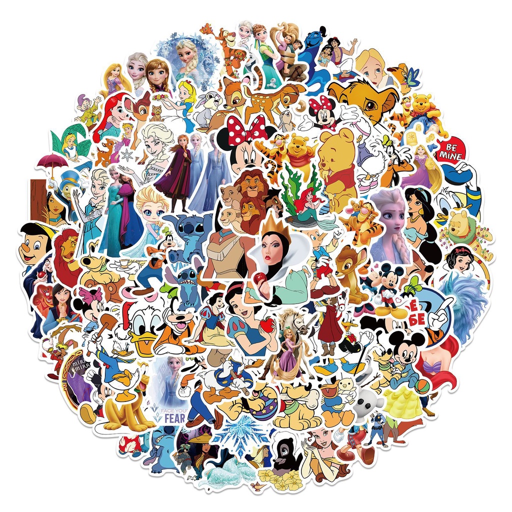 Lanlanstickersworld สติกเกอร์ ลายการ์ตูนดิสนีย์ คลาสสิก กันน้ํา สําหรับติดตกแต่งหมวกกันน็อค จักรยาน 100 50 ชิ้น