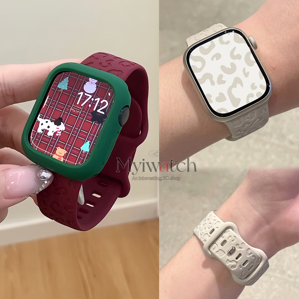 18 สีleopardนูนสายรัดซิลิโคนอ่อนนุ่มสําหรับiwatch Serie 10 9 8 7 6 SE 5 4 3 2 1 กีฬาสันทนาการสร้อยข้อมือสําหรับIwatch Band 46 มม.49 มม.45 มม.44 มม.41 มม.40 มม.38 มม.42 มม.