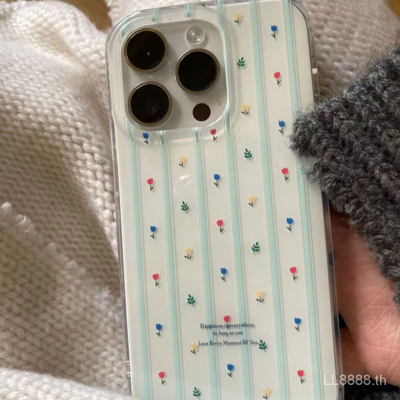 ใหม่ เคสโทรศัพท์มือถือแบบใส กันกระแทก ลายดอกไม้ สีฟ้า สําหรับ iPhone 15 14promax Niche 11 Small Fresh 13Pro 12 xsmax xr 7 8plus 419R
