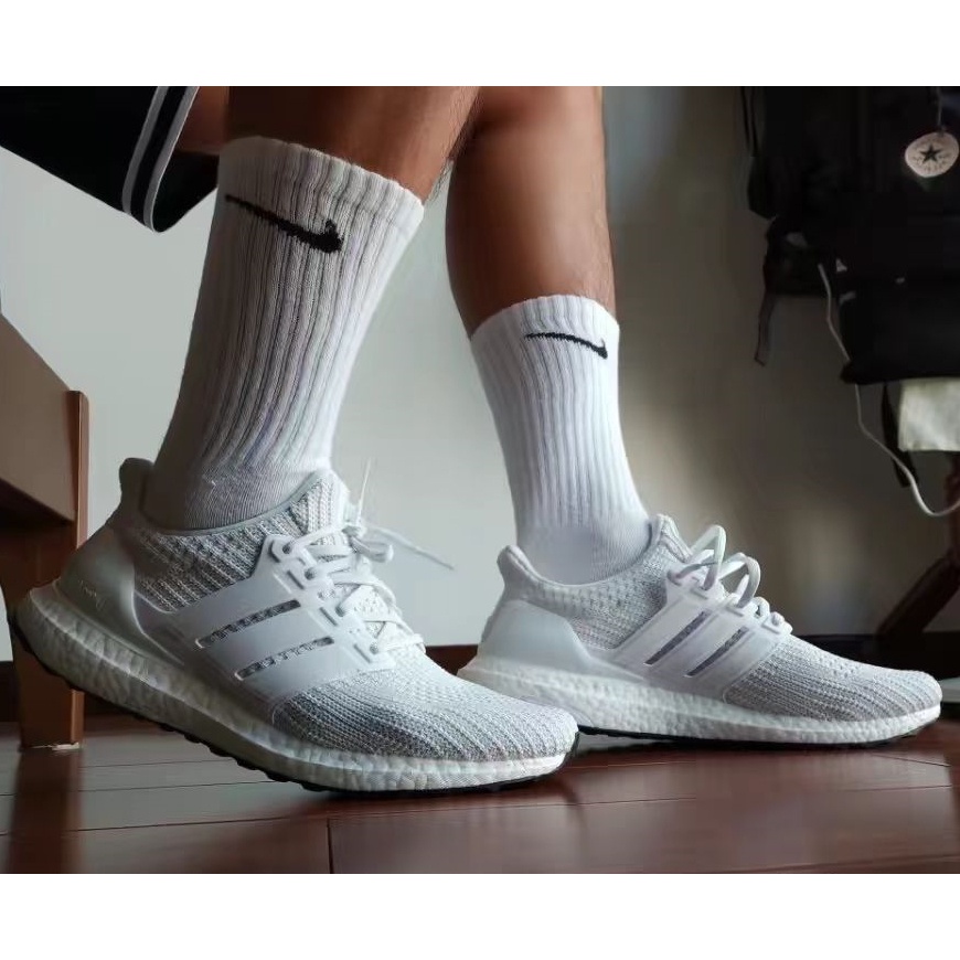 ♞,♘Adidas Ultra Boost 4.0 running Shoes Original For Men And Women With Free Socks All White Sneake