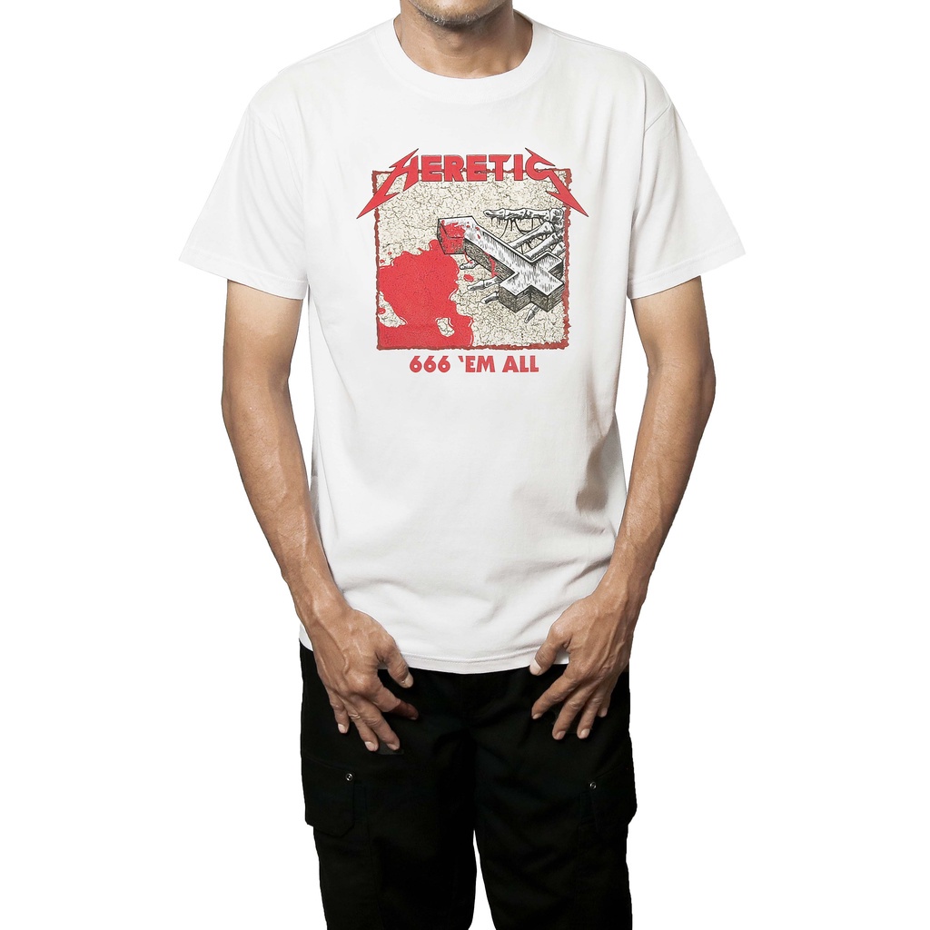 เสื้อยืด Heretic - เสื้อยืด - 666 Em All - เสื้อยืดแฟชั่น Hardworking สีขาว