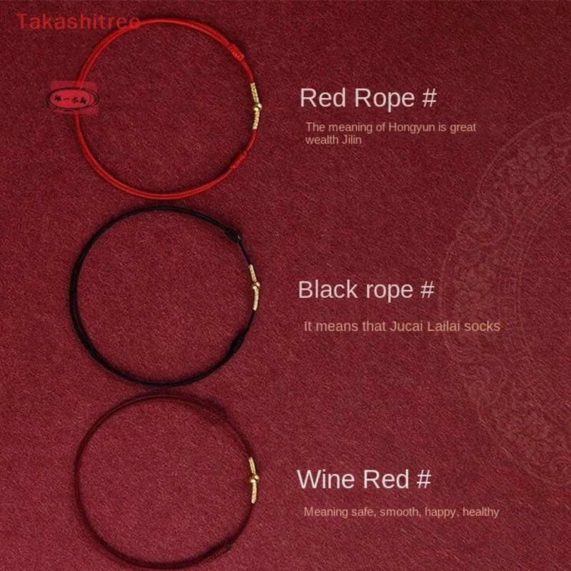 (Takashitree) สร้อยข้อเท้า เชือกนําโชค แฮนด์เมด สีแดง ปรับได้ แฟชั่นคู่รัก สําหรับผู้ชาย ผู้หญิง
