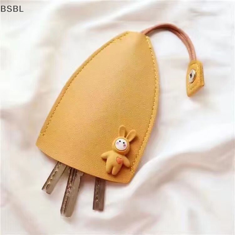 Bsbl เคสกุญแจรถยนต์ หนัง PU แบบดึงออก ลายการ์ตูนสัตว์น่ารัก ความจุขนาดใหญ่