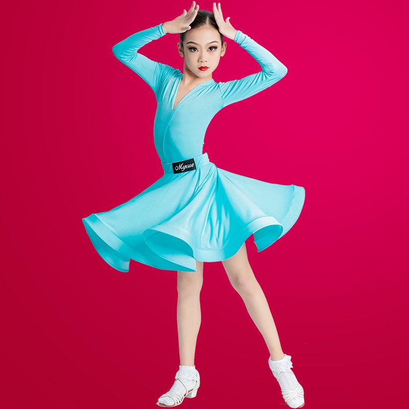 [ Wdf ] เด ็ กเต ้ นรําละตินเครื ่ องแต ่ งกาย , แขนยาว , เด ็ กผู ้ หญิงเวทีประสิทธิภาพเครื ่ องแต ่ งกาย , สไตล ์ ใหม ่ เด ็ กแยกกระโปรงเต ้ นรํา , Bright Performance เครื ่ องแต ่ งกาย