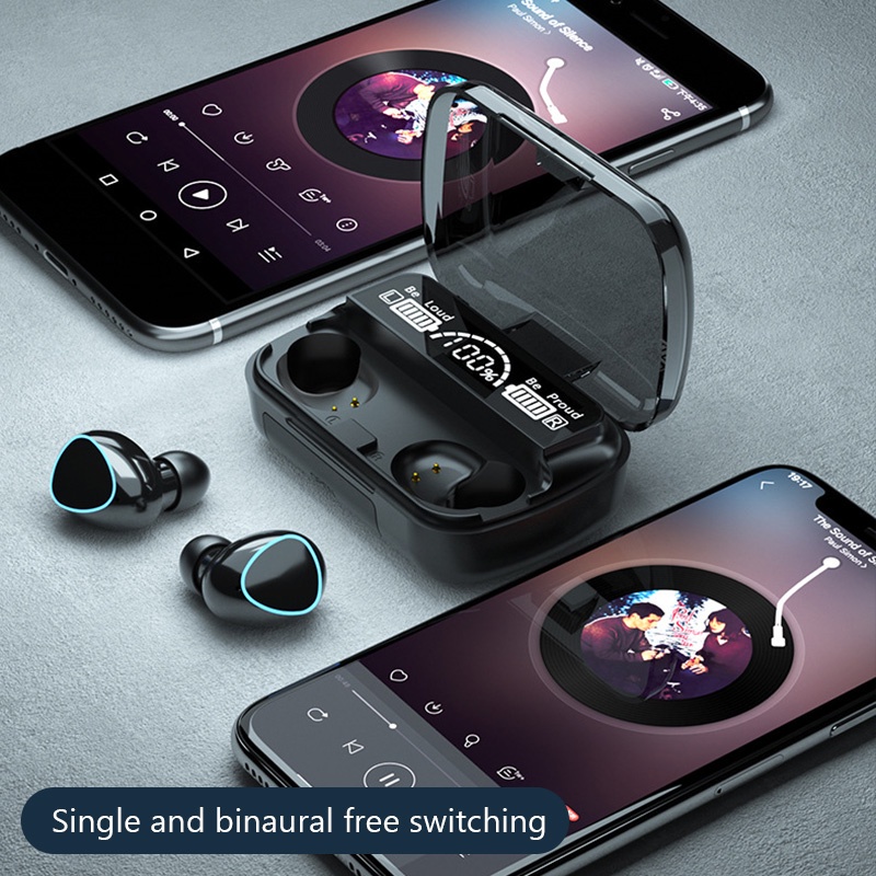 สำหรับ Android iOS  หูฟังบลูทูธ  แบตอึดคุยต่อเนื่อง  บลูทูธ TWS M10 F9 หูฟังไร้สาย หูฟังตัดเสียงรบกว