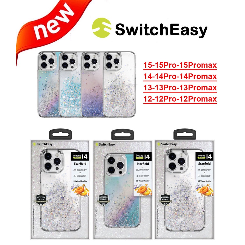 ถุกที่สุด Switcheasy Starfield รุ่น15 Pro max 3D Glitter Resin Case สำหรับ iPhone 11 12 13 14 15 Pro Plus Promax