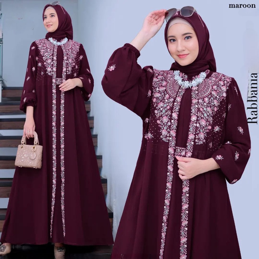 RA - Rabbania Maxy Dress | ชุดเดรสหย่านม | ชุดเดรสล่าสุด | ทันสมัยร่วมสมัย | Matt Ceruty Babydoll Mix Premium เย็บปักถักร้อยทุกขนาด Fit ถึง XL แฟชั่น