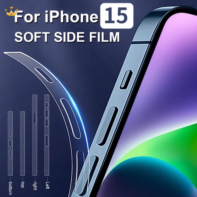 แผ่นแปะป้องกันขอบโทรศัพท์มือถือ แบบใส บางพิเศษ สําหรับ iPhone 15 14 13 12 Pro Max Plus