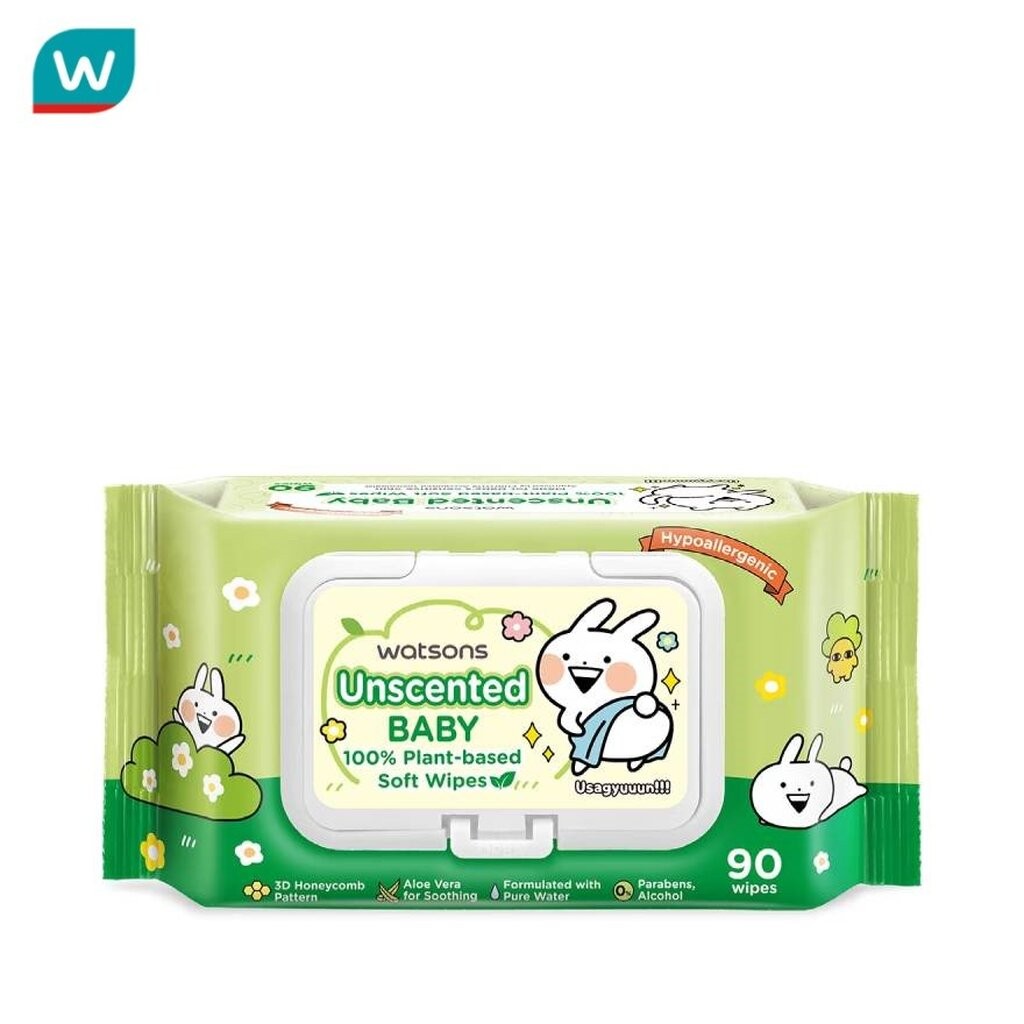 Watsons วัตสัน x Usagyuuun อันเซ้นต์เท็ด เบบี้ 100 อีโค่-เฟรนด์ลี่ ซอฟท์ ไวพ์ 90 แผ่น.