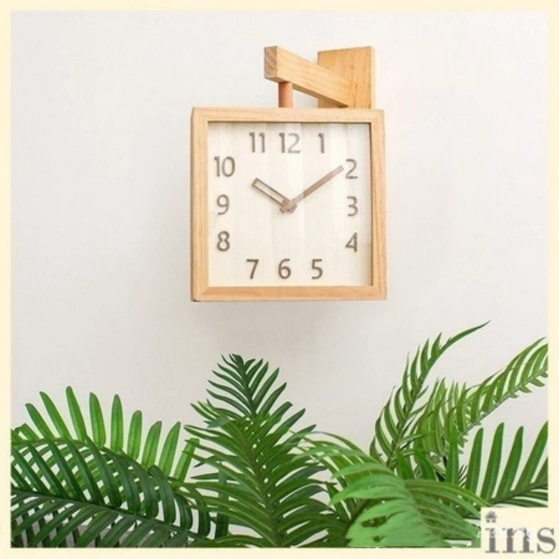 5-ดาว ขายใหม่ ญี่ปุ่นวินเทจไม้เนื้อแข็งสองด้านไม้นาฬิกาแขวนเงียบห้องนั่งเล่นบ้านมุมสองด้านนาฬิกา - รูปที่ 7