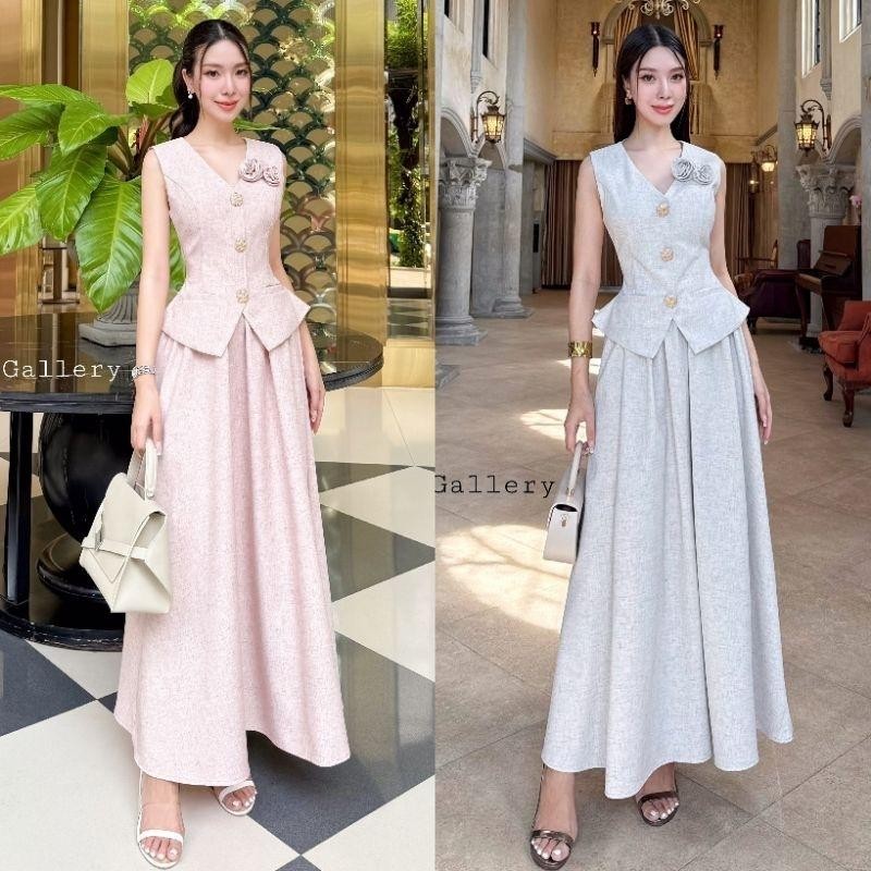 Hiso l (พร้อมส่ง) The gallery41 42 43 ชุดเซ็ตเสื้อ+กระโปรงยาวเข้าเซ็ต  งานดีมาก H.Closet