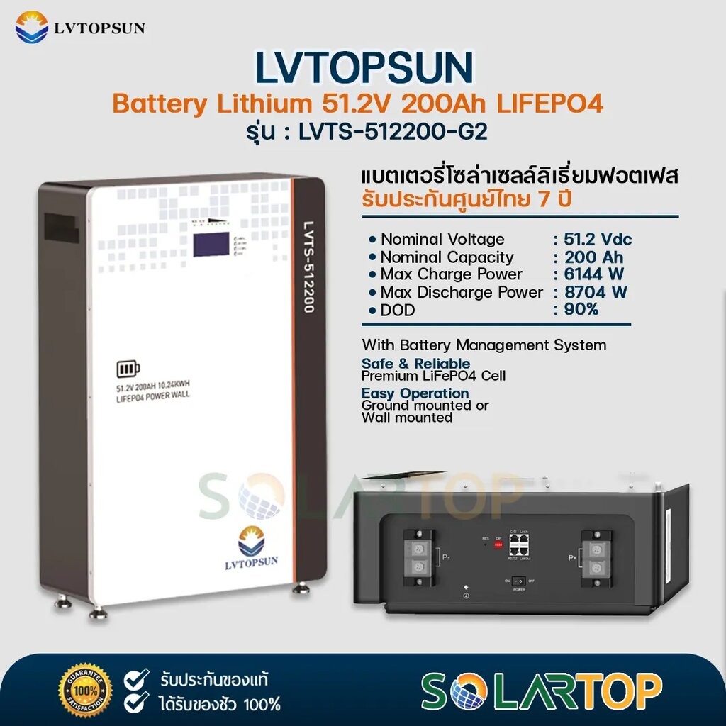 LV TOPSUN 51.2V 200Ah-G2 Battery Lithium Lifepo4 แบตเตอรี่โซล่าเซลล์ ลิเธียมฟอตเฟส (รับประกันศูนย์ไท