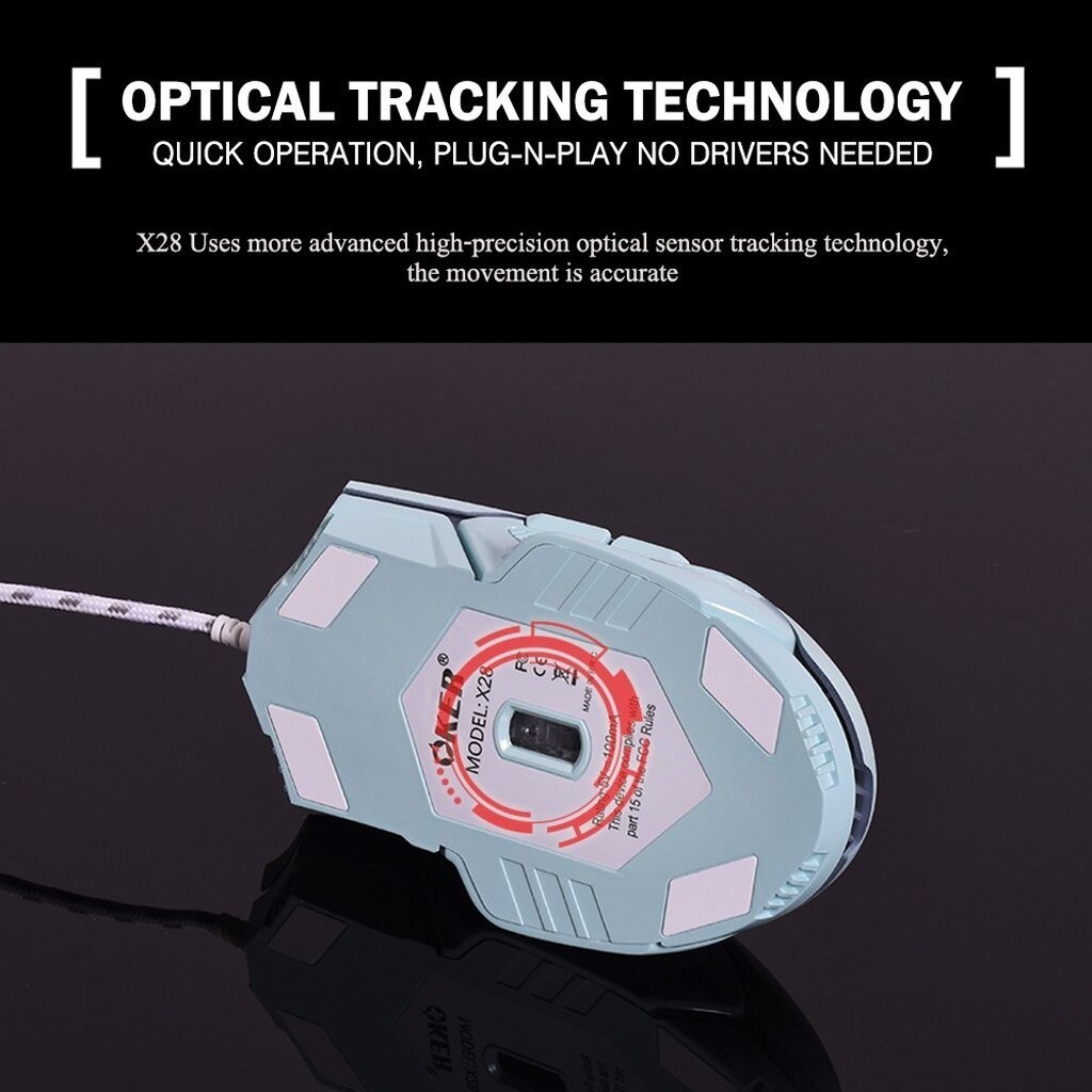 OKER X28 WIRED GAMING MOUSE LED เมาส์มีไฟ หัวเสียบ USB รับประกัน 1ปี