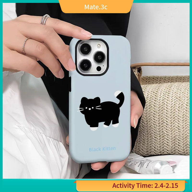 ใหม่ เคสโทรศัพท์มือถือแบบแข็ง กันกระแทก ลายการ์ตูนแมวดํา แฟชั่น สําหรับ Iphone 15 14Pro 13Pro