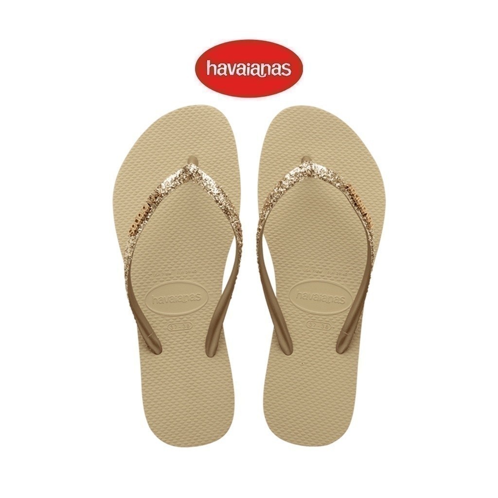 HAVAIANAS รองเท้าแตะผู้หญิง Slim Glitter II Flip Flops Sand Grey 41469750154F_S3CMXX