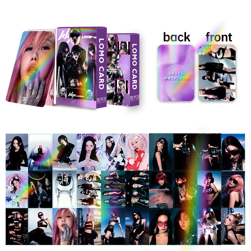 30 ชิ้น/กล่อง AESPA Whiplash Holographic Photocards HOT MESS อัลบั้มเลเซอร์โฮโลแกรมการ์ด Lomo KARINA NING WINTER GISELLE SOLO Kpop โปสการ์ดสินค้าราคาถูก CX