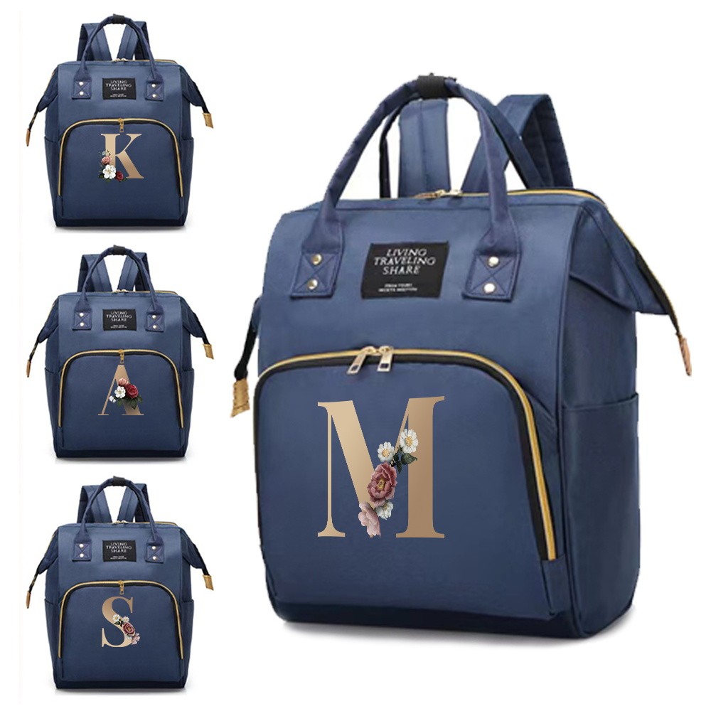 Mommy Backpack Bottle Nursing Bag Diaper Bag Travel Essential Storage Diaper Storage Box Printing Gold Letter Series