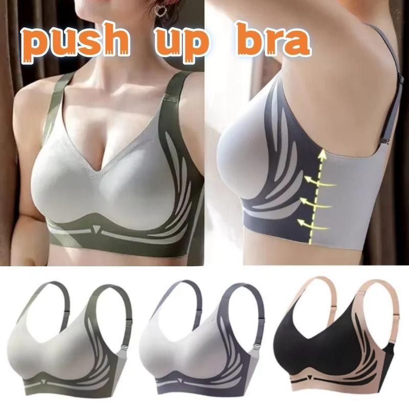 Push Up Lifting Anti-Sagging ไร้สาย Push-up Bra รักแร้ควบคุมไขมัน/Anti-Slipping/นุ่มกว้างด้านข้าง/3D Fixed Pad ชุดชั้นใน