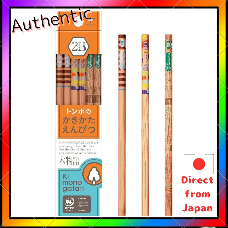 Tombow Pencil Writing Pencil Set (2B, 3 Designs) - Wood Story Collection, 1 Dozen
