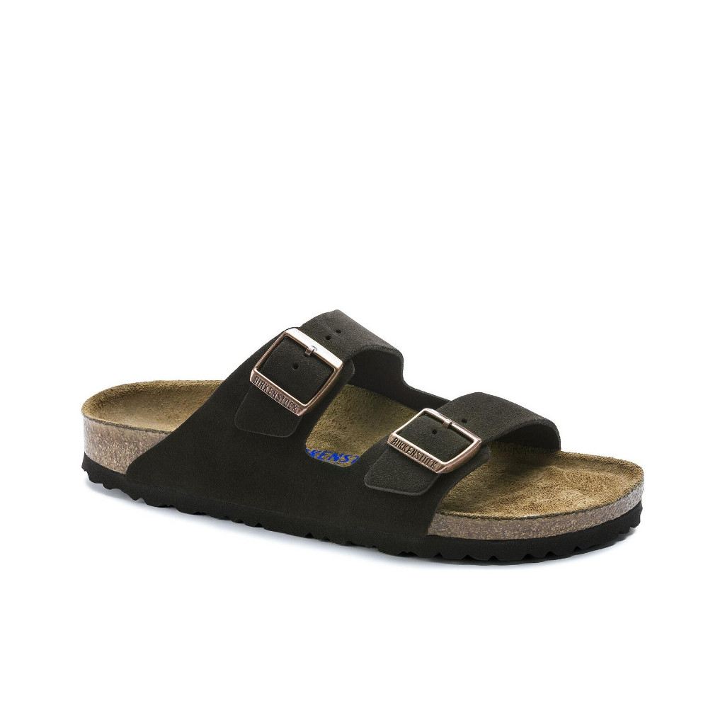 รองเท้าแตะ BIRKENSTOCK  Soft Sole ใหม่พร้อมหัวเข็มขัดกระดุมสองแถวฝ้าและพื้นผิวหนังกํามะหยี่ย้อนยุค