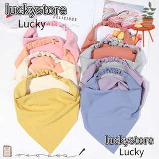 Lucky ผ้าโพกหัว ผ้าพันคอ ทรงสามเหลี่ยม สีพื้น แฟชั่น