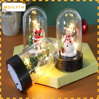 Moilyth โคมไฟกลางคืน Led พลาสติก รูปสโนว์แมน ซานตาคลอส สโนว์แมน ใช้แบตเตอรี่ 3 สี สําหรับตกแต่งคริสต์มาส