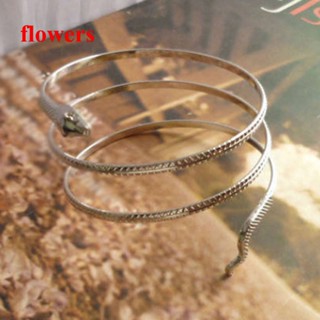 Flowers สร้อยข้อมือ เหล็กไทเทเนียม รูปงู ประดับเพชร 18K ปรับได้