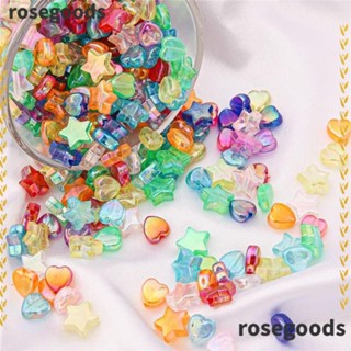 Rosegoods1 ลูกปัดอะคริลิค รูปหัวใจ AB สีสดใส สําหรับทําเครื่องประดับ สร้อยคอ DIY 400 ชิ้น