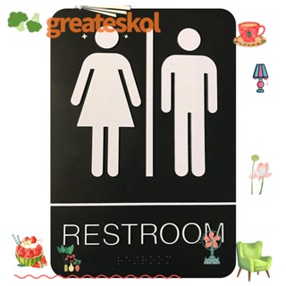 Greateskol ป้ายพลาสติก ลายกราฟฟิก 15*10 ซม. 6*4 นิ้ว สีดํา ทนทาน สไตล์โมเดิร์น สําหรับห้องน้ํา สํานักงาน ธุรกิจ ร้านอาหาร