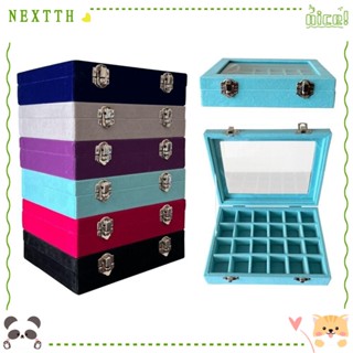 Nextth ถาดไม้กํามะหยี่ สําหรับจัดเก็บเครื่องประดับ แหวน