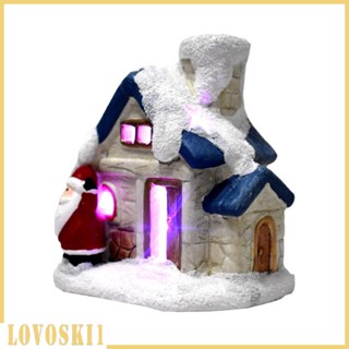 [Lovoski1] บ้านตุ๊กตาไม้ เรซิ่น LED ขนาดเล็ก ของขวัญคริสต์มาส สําหรับตกแต่งบ้านตุ๊กตา งานวันเกิด