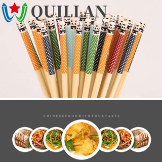 Quillan ตะเกียบไม้ไผ่ ลายจุด แพนด้า ของใช้บนโต๊ะอาหาร สําหรับบ้าน โรงอาหาร