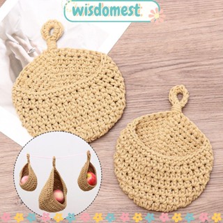 WISDOMEST ตะกร้าผ้าทอมือ ระบายอากาศ สําหรับใส่ผัก ผลไม้ ตกแต่งบ้าน