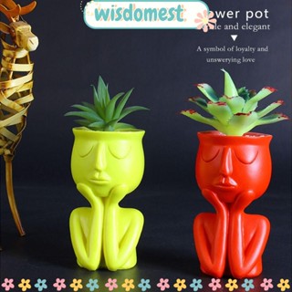 Wisdomest กระถางต้นไม้เรซิ่น รูปปั้นกระบองเพชรน่ารัก 4 สี สําหรับตกแต่งบ้าน