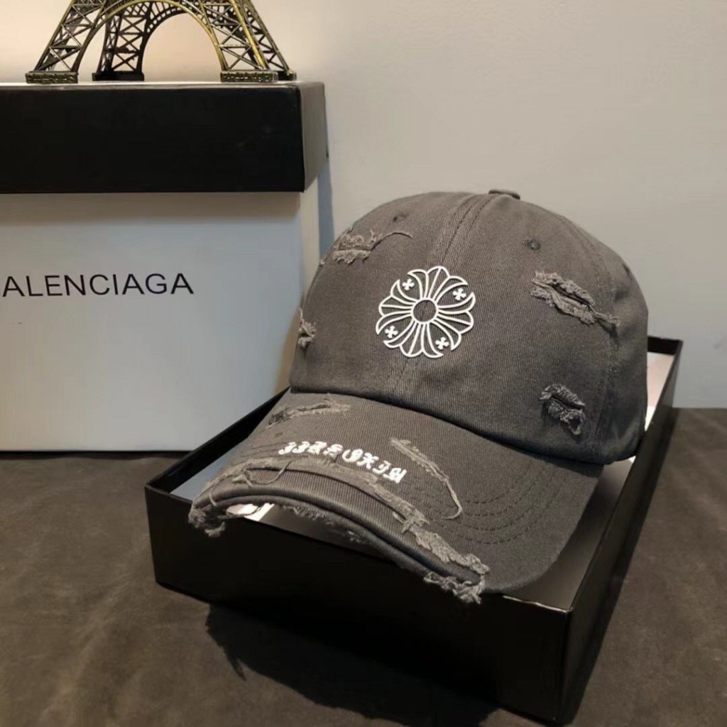 Chrome Hearts street fashion brand hat men's and women's printed cross edging hole making old leisur