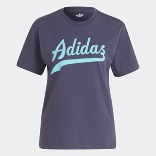 adidas ไลฟ์สไตล์ เสื้อยืดสไตล์บาสเกตบอลทันสมัย ผู้หญิง สีน้ำเงิน HD9776