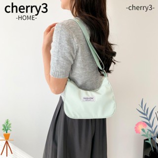 Cherry3 กระเป๋าสะพายไหล่ ผ้าไนล่อน มีซิป ความจุขนาดใหญ่ คุณภาพสูง สีพื้น สําหรับผู้หญิง