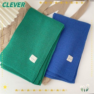 Clever ผ้าพันคอลําลอง ผ้าถัก แบบนิ่ม สีฟ้า แฟชั่นฤดูใบไม้ร่วง และฤดูหนาว