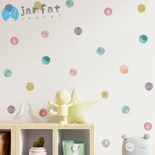 Janfat สติกเกอร์ติดผนัง ลายจุด ทรงกลม สีรุ้ง ลอกออกได้ สําหรับเด็ก 72 ชิ้น