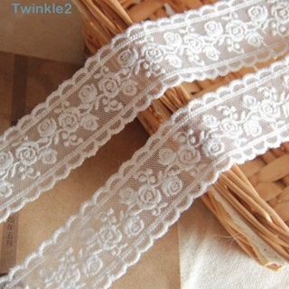 Twinkle ริบบิ้นลูกไม้ ผ้าฝ้าย สีขาว สําหรับตกแต่ง DIY