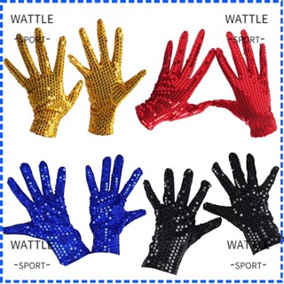 Wattle ถุงมือเต้นรํา ประดับเลื่อม สีดํา สีเงิน สีแดง สีฟ้า สไตล์โกธิค