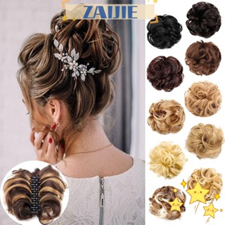 Zaijie24 วิกผมหยิก กระเป๋าผมผู้หญิง กิ๊บก้ามปู ที่คาดผม Chignon สังเคราะห์ ผมซาลาเปา