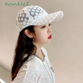 Twinkle1 หมวกเบสบอล ลายดอกไม้ แฟชั่นลําลอง สไตล์เกาหลี ฮิปฮอป สําหรับผู้หญิง