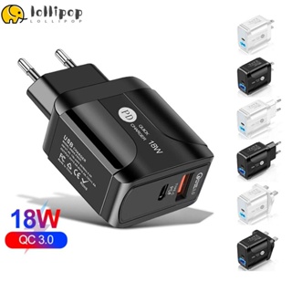 Lollipo1 อะแดปเตอร์ชาร์จ Type C ปลั๊ก US UK EU PD QC3.0 หัวชาร์จเร็ว 2PD+3USB 5V3A 18W USB สําหรับ iPhone โทรศัพท์มือถือ 12 13 14 Max