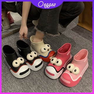 Oeggeo shop รองเท้าบูท กันฝน หัวกลม ขนาดใหญ่ แฟชั่นสําหรับผู้หญิง