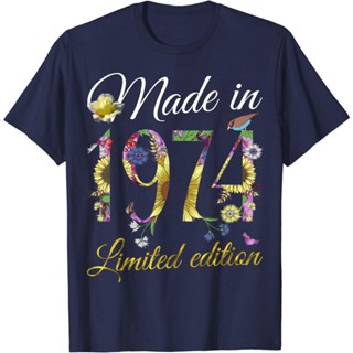 เสื้อยืด พิมพ์ลายดอกทานตะวัน 48th Birthday Made in 1974 Tee 48 ปี