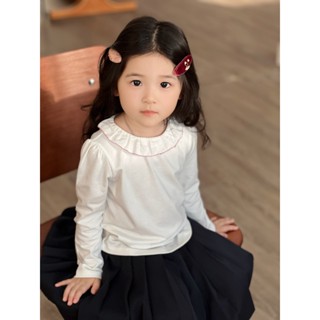 เสื้อยืดผ้าฝ้าย สีขาว น่ารัก สําหรับวัยรุ่นผู้หญิง 23S224 120-160 ซม.