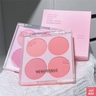 HERORANGE บลัชออนสี่สีหลากสีสันเพื่อลุคที่ดูเป็นธรรมชาติและเปล่งประกาย Pure Desire Matte Blush แฟชั่นแมตต์บลัชออนเพื่อลุคที่ดูเปล่งประกาย 1 ชิ้น Rouge Pop Blush Shades Flushed Face ,Beauty Frenzy
